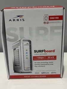 ARRIS Surfboard SB6190 - 32x8 Docsis 3.0 Cable Módem - Blanco Nuevo Caja Abierta - Imagen 1 de 8