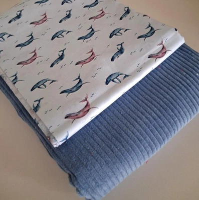 Oeko- Tex Stoffpaket Baumwolle + Breitcord  indigoblau 2 x 50 x 142 cm - Bild 1 von 2