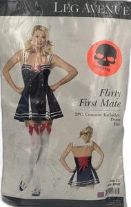 Flirty First Mate Adult Women's Alluring 2 pc Costume, Blue/White, X-Small, 0/2 - Picture 1 of 1