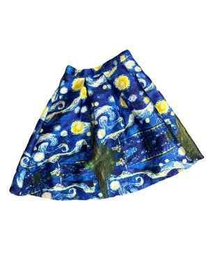 Falda para mujer The Moon pequeña línea A azul Vincent Van Gogh noche estrellada poliéster Foto 1 de 4
