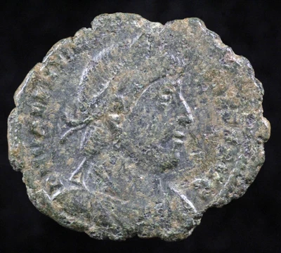 Roman Coin Valentinian I AE19 Nummus Emperor dragging captive by hair 364-375 AD - Image 1 of 4
