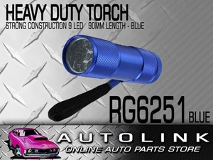 LED HEAVY DUTY TORCH 9 LEDS 90MM LONG METAL HOUSING - BLUE RG6251 - Picture 1 of 4
