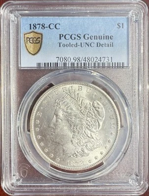 1878-CC Morgan Dollar PCGS UNC Detail High BU Blue Label - Image 1 of 2