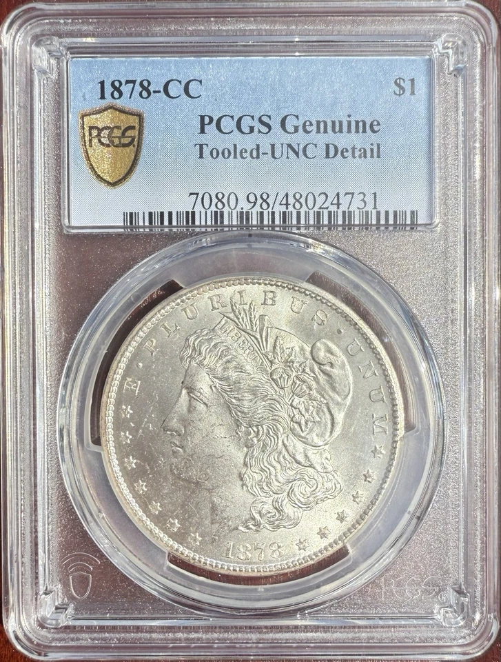 1878-CC Morgan Dollar PCGS UNC Detail High BU Blue Label - Image 1 of 2