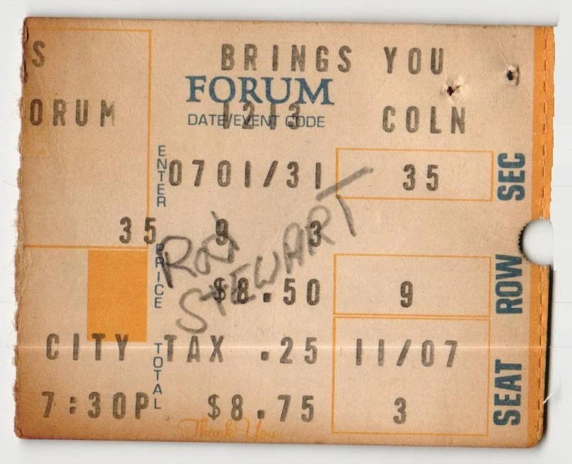 Vintage 1977 Rod Stewart Air Supply Concert Ticket Stub Inglewood CA - Image 1 of 1