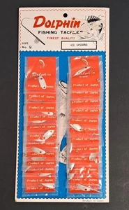 Vintage Lures Dolphin Fishing Tackle Size No 8 Ice Spoons 24 On Display Card NOS - Picture 1 of 3