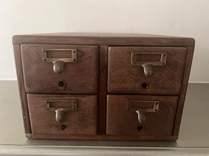 Vintage Antique Oak 4 Drawer Card Catalog Index File Counter Cabinet - Picture 1 of 6