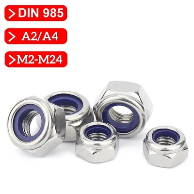 Sicherungsmutter Selbstsichernde Muttern Edelstahl A2 V2A A4 V4A DIN 985 M2-M24 - Bild 1 von 4
