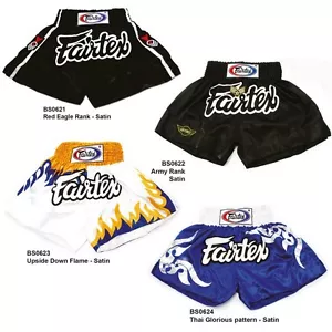 FAIRTEX MUAY THAI KICK BOXING MMA K1 FIGHTING SATIN SHORTS ARMY & THAI RETRO - Picture 1 of 8