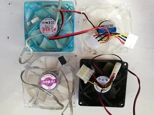 DC 12V Job Lot 4 Fans 8cm And 3 X 7cm Mixed Molex And 3 Pin Computer Cooling - Picture 1 of 1