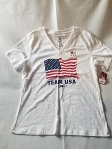 Team Apparel USA 2016 Olympische Spiele kurzärmliges Baumwoll-Damen-T-Shirt Größe Large CA6 - Bild 1 von 4