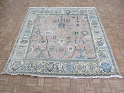 8 x 8 Square Hand Knotted Pink Oushak Oriental Rug G15553 - Image 1 of 4