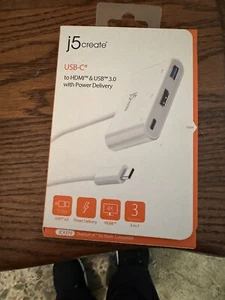 j5 Create (JCA379E) USB-C to HDMI & USB 3.0 w/ Power Delivery Adapter -NEW - Picture 1 of 2