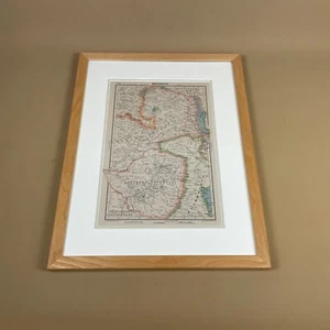 Gerahmte historische Karte Nord & Süd Rhodesien Eiche Holzrahmen weiße Montierung Vintage - Bild 1 von 11