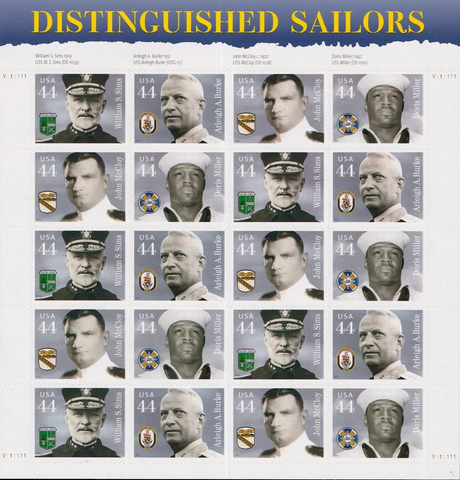 US Distinguished Sailors 44c Stamp Sheet Scott #4440-4443 - Image 1 of 1