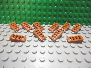 Lego 10 Naranja Oscuro 2x1 Técnica Rejilla Ranurada Pendientes Bloque de Ladrillo NUEVO - Imagen 1 de 1