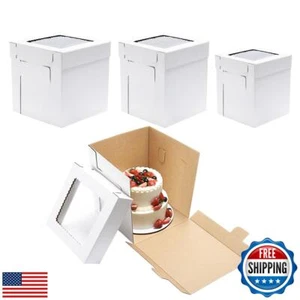 JJO Tall Cake Boxes for Tier Cakes 6 Pack 3 Sizes 8x8x10"10x10x12"and12x12x12 - Picture 1 of 5