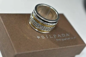 Silpada Twirl Ring R2293 Size 8 Spinner 925 Sterling Silver Brass Solid Cute - Picture 1 of 12