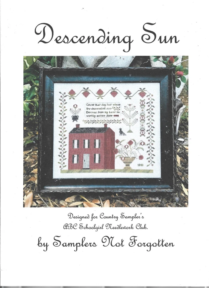Descending Sun Samplers Not Forgotten Cross Stitch Chart House Flowers Bird etc - Image 1 of 1