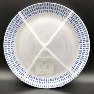 SIGRID OLSEN MELAMINA Remolinos de Arena con Borde Azul Platos de Cena Grandes 11" (Juego de 4) Foto 1 de 4
