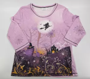 I.B. Diffusion Halloween Witch Womens Top Graveyard Spider Webs Tee Size Medium - Picture 1 of 10