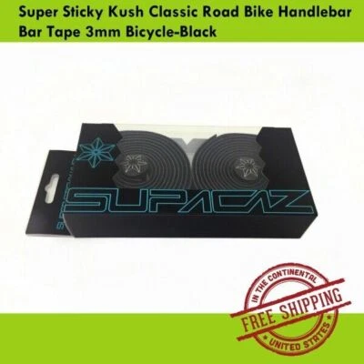 Supacaz Super Sticky Kush Classic Road Bike Black Handlebar Bar Tape 3mm Bicycle