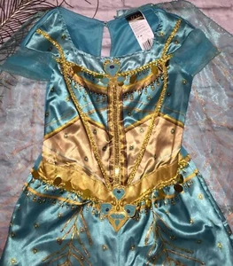 Disney Jasmin Kostüm Prinzessin Aladdin S/P 4-6X Feder Cape Halloween WOW - Bild 1 von 10