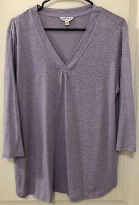 Женский пуловер Orvis XL фиолетовый льняная смесь с v-образным вырезом - Изображение 1 из 4