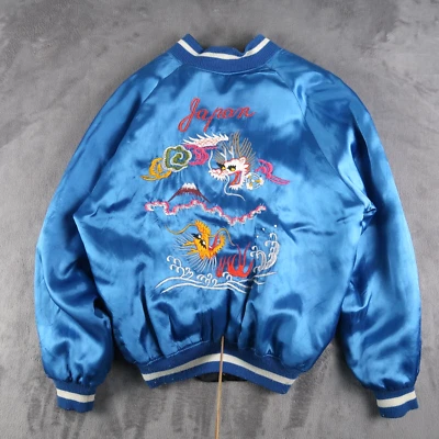 Japan Reproduction Repro Reversible Souvenir Sukajan Bomber Jacket L Dragon - Image 1 of 4