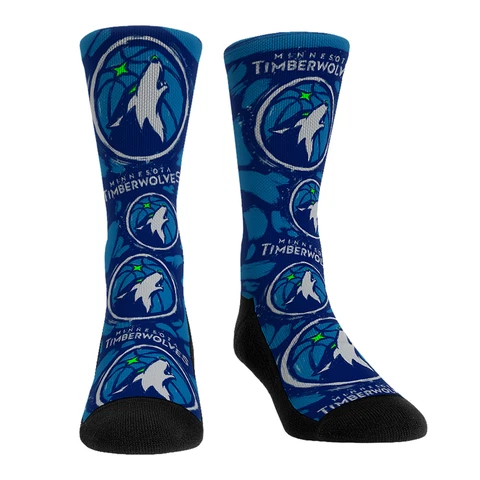 Unisex Rock Em Socks Minnesota Timberwolves Allover Logo & Paint Crew Socks Cover