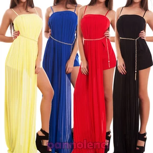 Overall donna tuta intera tutina coda plissè pantaloncino velata nuova CJ-2150 - Foto 1 di 7