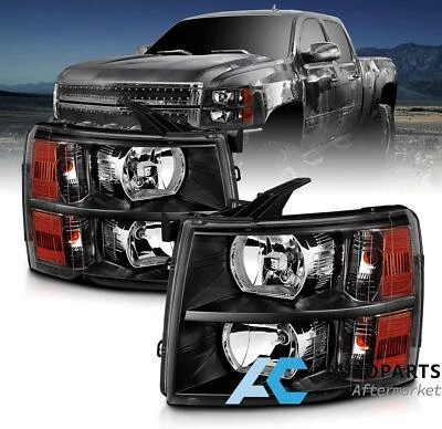 For 07-13 Chevy Silverado 1500 2500 3500 Headlights Headlamp Assembly Black - Image 1 of 4