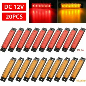 20x 3.8" Amber/Red Side Marker Clearance Lights 6 LED for Car Truck Boat Trailer - Bild 1 von 12