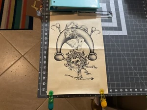 Vintage Grateful Dead Poster, K. Scully 11.5 X 17.5, Turtles Skull Roses, Damage - Picture 1 of 16