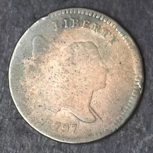 1797 "1 Above 1, Plain Edge" Liberty Cap Half Cent - COINGIANTS - - Picture 1 of 2