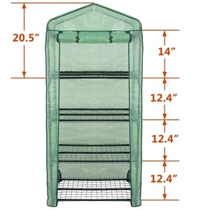 4 Tier Greenhouse PE Cover Waterproof Anti-UV Plants Growing W/ Roller Zipper - Picture 1 of 6
