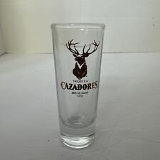Cazadores Tequila 100% De Agave Shot Glass 4” Clear Gold Lettering Deer Buck