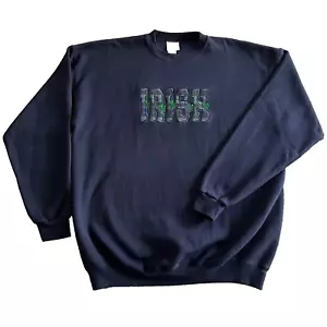 Felpa vintage SANTEE blu pesante girocollo irlandese blackwatch anni 90 2XL USA - Foto 1 di 8