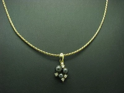 925 Argento Sterling Catena & Ciondolo Con Ematite & Zirconia Ricoperto / - Immagine 1 di 3