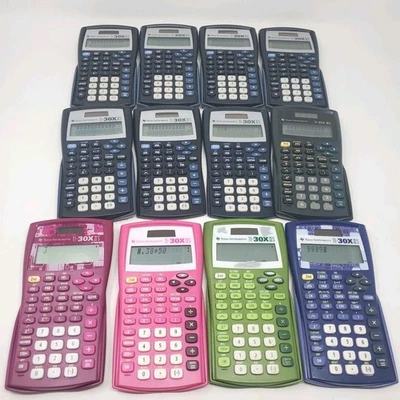 Lot of 12 Texas Instrument TI-30X IIS Solar Calculators - TESTED - 10 Covers - Image 1 of 4
