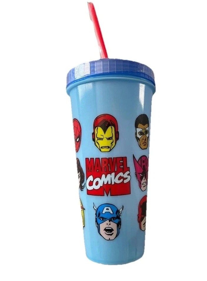 Marvel Comics Travel Tumbler 24oz  Color Change Plastic Super Hero Reusable New - Изображение 1 из 4