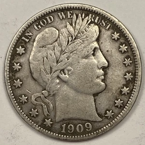 1909-S Barber Half .50. Sehr schöne Details. Felgenbeule Reverse.  - Bild 1 von 3