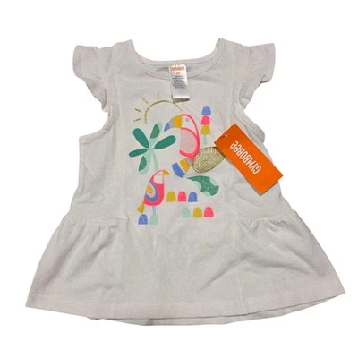 NEW Gymboree Girls White Tropical Birds Dress Size 2T Toddler Summer Outfit - Image 1 of 4