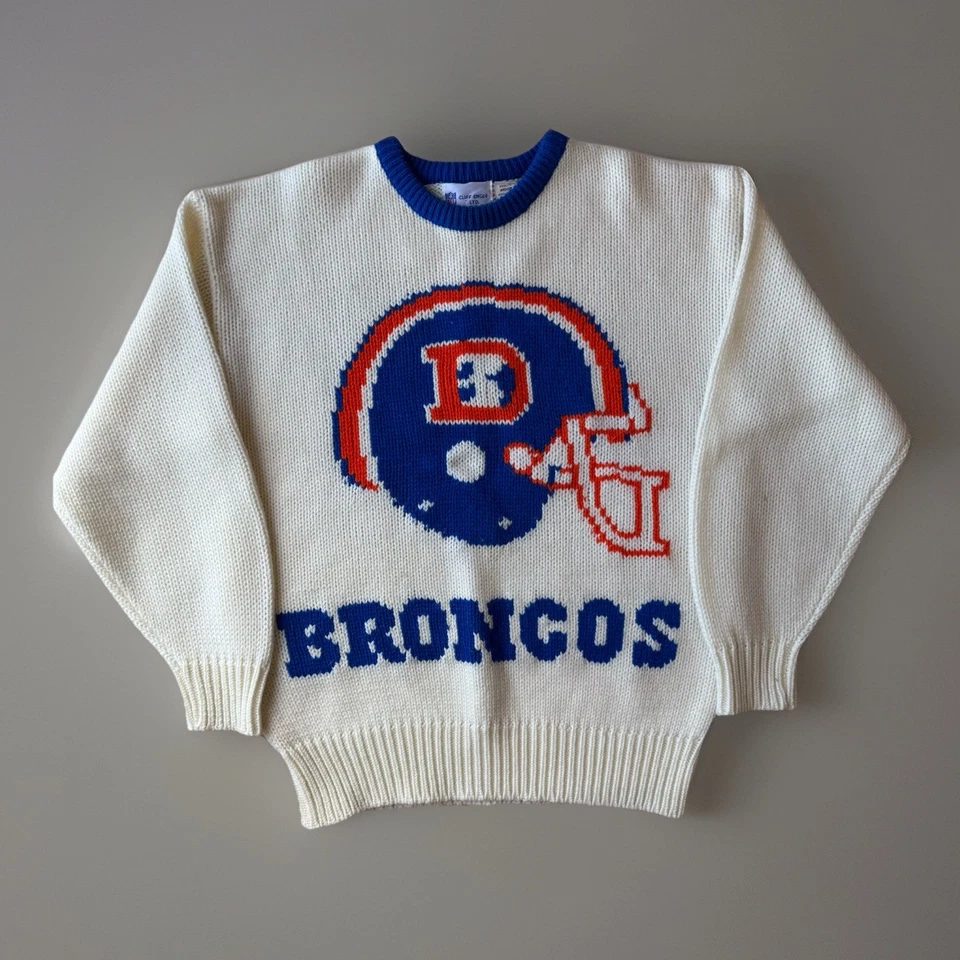 Suéter De Colección Denver Broncos M Multicolor Años 80 NFL Cliff Engle Lana Acrílica Foto 1 de 4