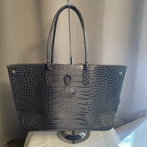 Borsa tote bag LONGCHAMP Roseau Croco Pilot blu coccodrillo pelle goffrata nuova senza etichette - Foto 1 di 20