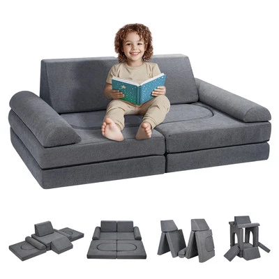 Sofá de juego modular para niños VEVOR 10 piezas hágalo usted mismo sofá seccional creativo para niños pequeños gris Foto 1 de 4