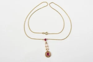 N94G02- Collar Art Nouveau Oro 585 14kt con Rubíes - Imagen 1 de 12