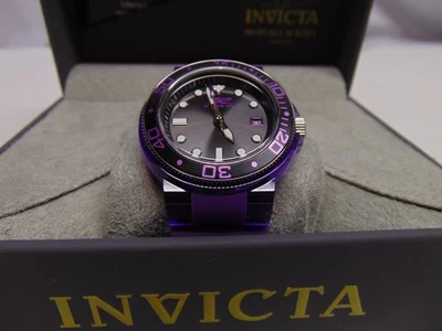 Nuevo en caja Reloj Invicta Púrpura 100MT Impermeable #37300 Banda Púrpura Cara 1.5" Foto 1 de 4
