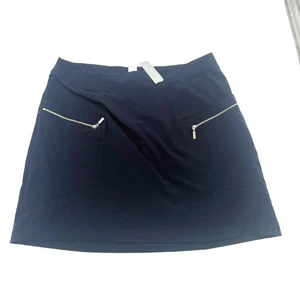 Chico's Zenergy Neema Rib-Mixed Skort Skirt Womens 14 Navy Classic Elastic Waist - Picture 1 of 4