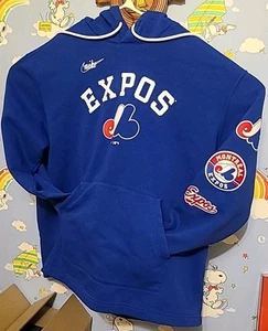 Nike Rewind Lefty MLB Montreal Expos Hoodie Blue Size XL Sweater Sweatshirt - Picture 1 of 17